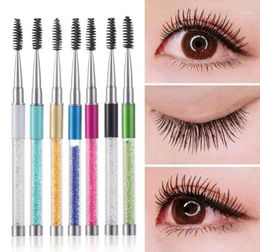 Eyebrow Brush Mascara Spiral Wand Applicator With Rhinestone Handle EyeLashes Extension Comb Eye Makeup Tools 10 Colors12724267