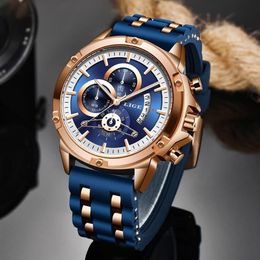 LIGE 2020 Mens Watches Top Men Sport Wristwatch Silica gel Quartz Watch erkek saat Relogio Masculino gift3099