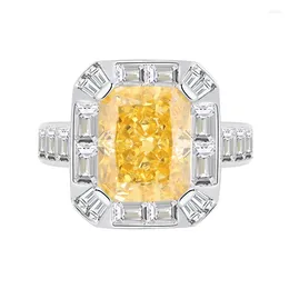 Cluster Rings In 925 Sterling Silver 8 10MM Crushed Cut Lab Citrine Sapphire Jewelry Ring For Women Christmas Gift