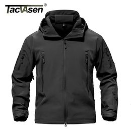 TACVASEN Solid Waterproof Fleece Lined Jacket Mens Tactical Softshell Outwear Coat Windbreaker Outdoor Warm Clothes Males 240108