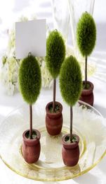 Wedding Favour Green Puffer Ball Topiary Po HolderPlace Card Holder Garden Party Whole9128422