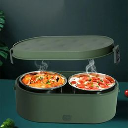 USB Electric Heated Lunch Boxes Stainless Steel Portable Food Warmer Car Home Rice Cooker Bento Box 240109