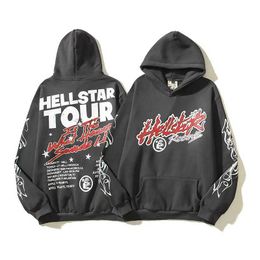 Designer Hoodie Hellstar Men Pullover Spiderweb Star Flash Long Sleeve Street Hip-hop Sweatshirts Blue Red Grey Black Yoga Vintage Hoodios3X6U