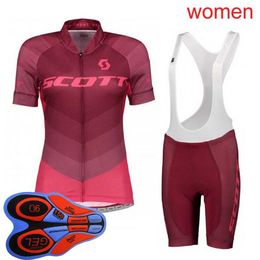 Womens SCOTT Team Cycling jersey Suit 2021 Summer Short Sleeves Mountain Bike Outfits Breathable Racing Clothing Bicycle Uniform Y296I