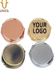 MOQ 100 pcs Customise LOGO Portable Travel Makeup Pocket Mirror Silver Rose Gold Small Purse Mirrors for Lady4259765
