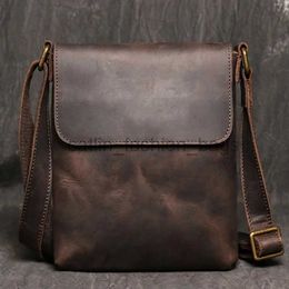 Shoulder Bags Genuine Leather Daily Casual Bag for Men Small Dark Brown Vintage Messenger Men's New Fashion Design Sling Bagscatlin_fashion_bags