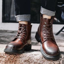 Boots 2024 Winter Shoes For Male Lace-up Men's Ankle Platform Square Heel Casual Plus Size Man's