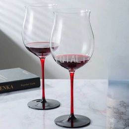 Wine Glasses High Quality 700-800ml Fashion Black Bow Tie Art Goblet Burgundy Dessert Red Wine Cup Handmade Crystal Glass Drinkware YQ240109