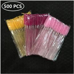 Brushes 500pcs Shiny Eyelash Brush Disposable Eyebrow Brushes Mascara Wands Applicator Comb Grafting Beauty Makeup Tool Lash Curling