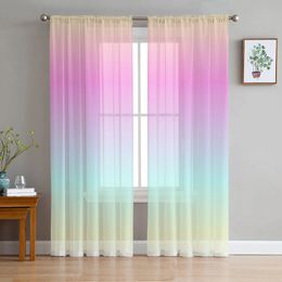 Pink Yellow Gradient Window Tulle Curtain for Living Room Bedroom el Luxury Decoration Sheer 240109