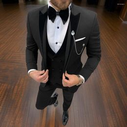 Men's Suits Slim Fit Men For Wedding 3 Pcs Male Suit Jacket Formal Office Business Groom Tuxedo (Blazer Vest Pants) 2024