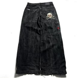 Men's Jeans JNCO Harajuku Hip Hop Retro Skull Graphic Embroidered Baggy Denim Pants Men Women Goth High Waist Wide Trousers