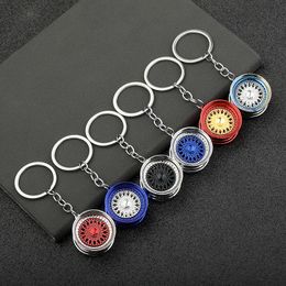 Wholesale key chain car modified wheel hub simulation mini shape key chain low planking car hub key pendant