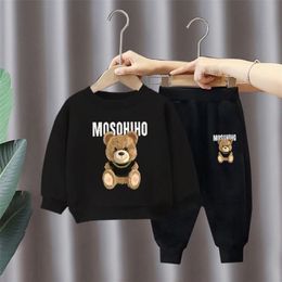 Children Sweatshirt Bear Sets Boys Girls Baby Girls Clothes Fashion Kids Sports Clothing Suits Outfits 2pcs Cotton Toddler Pants 240108