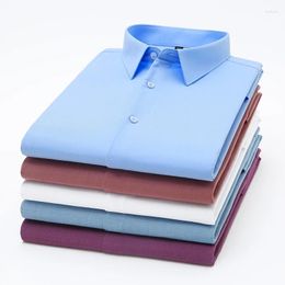 Men's Dress Shirts Mens Classic Business Long Sleeve Bamboo Fiber Formal Shirt Casual Fashion Standard Fit Male Office Workwear