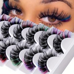 False Eyelashes 7 Pairs Of Colored 3D Mink DD Curly Fluffy Russian Natural Thick