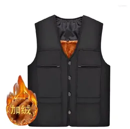 Men's Vests 2024 Fleece Vest Military Tactical Multi Pockets Travel Sleeveless Top Jacket Male Work Wear Winter Warm Waistcoat Black