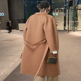 Luxury Coat Maxmaras 101801 Pure Wool Coat Max Original 100% Camel Fleece Luxury Grade 801 Lapel Thickened Coat Light Luxury Loose Medium Length