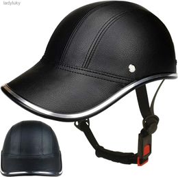 Cycling Helmets Bicycle Baseball Cap Helmets Motocross Electric bike ABS Leather Cycling Safety Helmet with Adjustable Strap for Adult Men WomenL240109