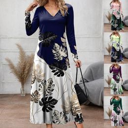 Casual Dresses 2024 Spring Women's Maxi Dress Autumn Bohemian Floral Long Sleeve Party Holiday Sundress For Women Robe Female