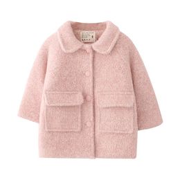 Abbigliamento invernale da ragazza Cappotto da bambino Stile autunnale Imbottito in lana di visone per bambini ispessito 240108