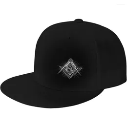 Ball Caps Freemason Logo Flat Brim Baseball Cap Men's And Women's Adjustable Hat Black