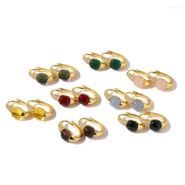 Hoop Earrings Classic Inlay Zircon Candy Style 8Colors Red Black Green Crystal For Women Fashion Jewelry