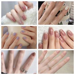 False Nails 2024 Spring Solid Color Press On Short Fake Square Glossy -Selling In AMZ Ins For Formal Occasions