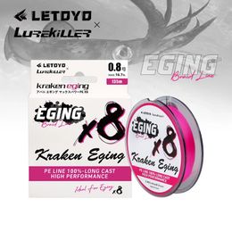 LETOYO 8 Braided 8 Strands EGING fishing line 135M 14.5-20.2LB Cuttlefish PE Line for squid Sea fishing Pesca fishing tool 240108