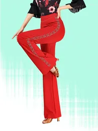 Stage Wear Solid Color Ballroom Pants Women 2024 Elegant Party Trousers Waltz Dance Classical High Waist Standard Korean Style Clothes