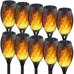 10 piece Solar Flame Torch Light Flickering 12 LED Landscape Lawn Lamp Path Lighting Torch Outdoor Light Waterproof IP65 Garden Decoratio