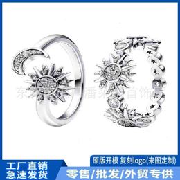 designer luxury rings Pan Sunflower Moon Ring for MenInstagram Style Couple Small and High End Jewellery Diy Accessories