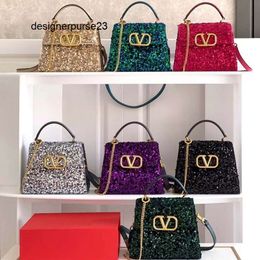 Diamond Purse v Crystal Wallet Leather Purse Designer bag Valen bags Bag Womens Inlaid Crystal Sliding Chain Handbag Brass Magnetic Buckle Luxury Diamond Purs Z 3JL0