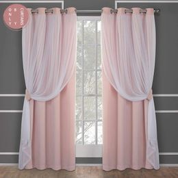 Pink Blackout Curtains for Living Room Curtain Bedroom Backdrop Grey Thermal Insulated Girls Windows Treatments White Sheer 240109