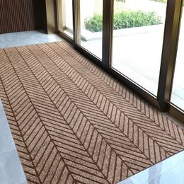 Large Long Thin Doormat for Mall Entrance Door Outdoor Indoor Striped Grey Coffee Kitchen Area Rugs Anti Slip Floor Mats 240109