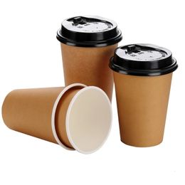 50pcspack 250ml Pure Colour Paper Cup Disposable Coffee Thick Tea Drinking Party Supplies Accept Customise 240108