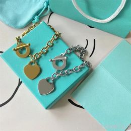 Necklaces Classical love gold plated men necklace for teen girls trendy tiktok classical carving Bracelets set heart tag luxury Jewellery char