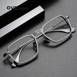 Fashion Pure Glasses Frame Men Women Optical male eyeglasses frames Myopia Prescription eye glasses full Metal eyewear 240109