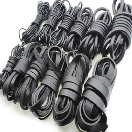 Rings 2m 1.5 2 3 4 5 6 8 Mm Black Genuine Leather Cord for Jewellery Making Bracelet Necklace Findings Round Flat Leather Rope String