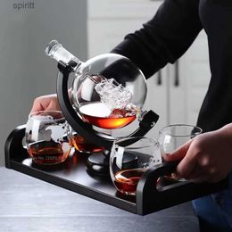 Wine Glasses High Borosilicate Glass Earth Decanter Set Whiskey Decanter Red Wine Container Wine Glass Creative Craft Decoration YQ240105