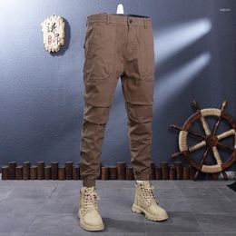 Men's Pants 2024 Outdoor Large Pocket Fashion Ankle-Tied Overalls All-Match Mountaineering Elastic Straight Casual Trousers