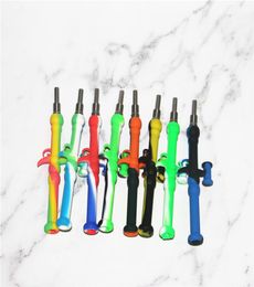 smoke Pipes RPG silicone kit portable Concentrate with 10mm Titanium Tip Dab Straw Oil Rigs pipe for wax container1479730