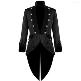 Men's Trench Coats 2024 Men Mediaeval Victorian Costume Tuxedo Gentlema Tailcoat Gothic Steampunk Vintage Frock Outfit Coat For