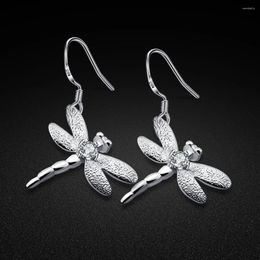 Dangle Earrings Creative Women's 925 Sterling Silver Insect Dragonfly Pendant Stud Charm Jewellery Teen Girls Birthday Gifts