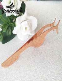 Golden Strip Lashes Tweezer Stainless Eyelash Curler Fake Eye Lash Rose Gold Tweezers Applicator Clip Makeup Tool Beauty9227312