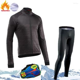 Racing Sets Pro Cycling Jersey Set Sport Bicycle Clothing Winter Thermal Fleece 20D Pad
