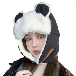 Berets Ski Hat Warm Earmuffs Ear-flapped With Cute Ears Super Soft Ultra-Thick Winter Cold-proof Plush