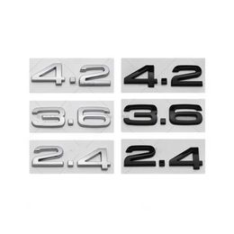 3D ABS Numbers Letters 3.6 2.4 4.2 Emblem Rear Trunk Engine Badge Sticker Decal For Audi A5 A6 A7 A8L Car Accessries