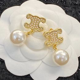 18k gold retro vintage luxury pearl earrings stud nail love classic arcterxy brand geometry designer earring earings ear rings Jewellery gift