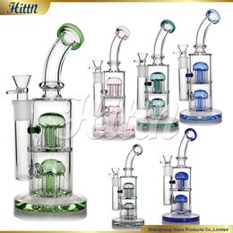 10.5 Inches Glass Bong Smoking Water Pipe Double 8 Tree Arms Perc 5mm Thick Heady Glass Water Bong Wholesale Waterpipe